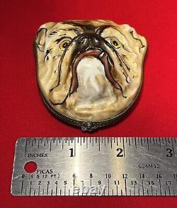 French Limoges Figural Bulldog Trinket Box