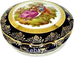 French Limoges Hand Painted Gold Trim Trinket, Jewelry Box or Candy Dish NEW