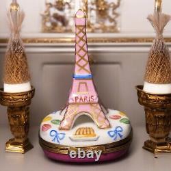 French Limoges Peint Main Paris Decor Eiffel Tower Dessert Motifs Trinket Box