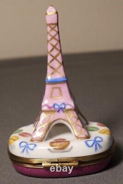 French Limoges Peint Main Paris Decor Eiffel Tower Dessert Motifs Trinket Box