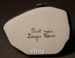 French Limoges Peint Main Porcelain Eiffel Tower/Paris Metro Map Trinket Box