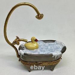 French Limoges Peint Main Trinket Box With Duck Signed/Numbered