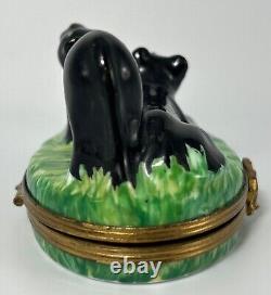 French Limoges Trinket Box Black Panther Big Cats Limited Edition