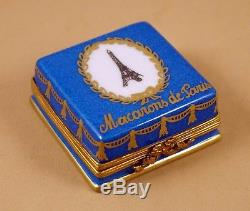 French Limoges Trinket Box French Macarons De Paris Cookies In Eiffel Tower Box