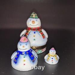French Limoges Trinket Box Nesting Snowman Set Rare. Number 2 of 500 By RMC