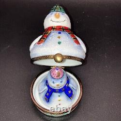 French Limoges Trinket Box Nesting Snowman Set Rare. Number 2 of 500 By RMC