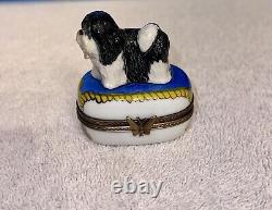 French Limoges Trinket Box Shih Tzu Dog