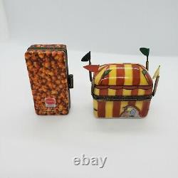 French Limoges Trinket Circus Tent Box and Borden Cracker Jack Box Lot of 2