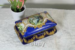 French limoges porcelain trinket jewelry box music playing romantic scene