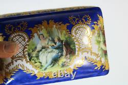 French limoges porcelain trinket jewelry box music playing romantic scene