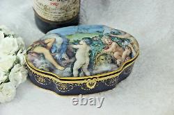French porcelain Limoges Box putti cherub romantic 1950