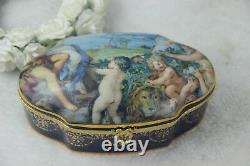 French porcelain Limoges Box putti cherub romantic 1950