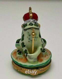 Frog Prince Limoges Trinket Box Crown King Porcelain Artoria LIMITED RETIRED