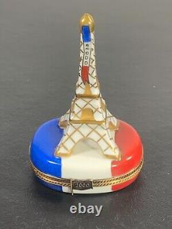 G Ribierre 2000 Limoges France Eiffel Tower Hand Painted Millennium Trinket Box