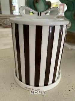 GORGEOUS Iconic HENRY BENDEL Porcelain 3 Piece striped candle Cover Mint W Tags