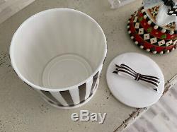 GORGEOUS Iconic HENRY BENDEL Porcelain 3 Piece striped candle Cover Mint W Tags