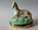 Gr Limoges Hand Painted White Horse Sitting On Oval Trinket Box