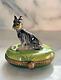 Gr Limoges Peint Main France Porcelain Schnauzer Dog Trinket Box Rare