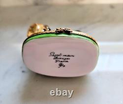 GR Limoges Peint Main France Porcelain Yorkshire Terrier Yorkie Trinket Box RARE