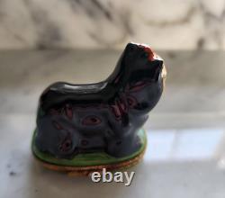 GR Limoges Peint Main France Porcelain Yorkshire Terrier Yorkie Trinket Box RARE