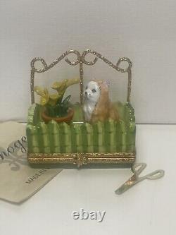 Genuine Limoges Box Garden Trellis Flower And Cat