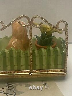 Genuine Limoges Box Garden Trellis Flower And Cat