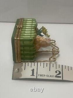 Genuine Limoges Box Garden Trellis Flower And Cat