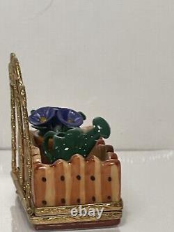 Genuine Limoges Box Garden Trellis Flower And Watering Can