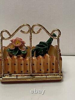 Genuine Limoges Box Garden Trellis Flower &Watering Can