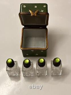 Genuine Limoges Box With 4 Mini Perfume Bottles Inside. Purchased In France