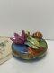 Genuine Peint Main Limoges Snail In Water Lily Box