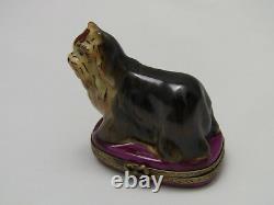 Gerard Ribierre GR Limoges Peint Main Yorkshire Terrier Dog Trinket Box #6/500