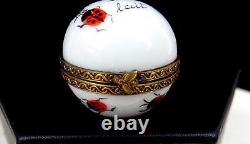 Gerard Ribierre GR Signed Limoges Porcelain Lady Bugs Vintage 1 1/8 Trinket Box