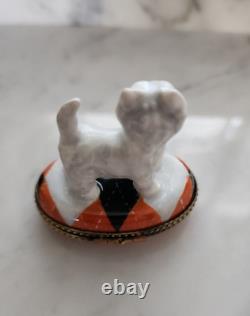 Girard Ribierre GR Limoges Peint Main Porcelain Limoges Westie Dog Trinket Box