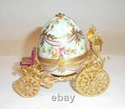Gold Pink Cinderella Coach Egg w SLIPPER Limoges Box Limoges Box