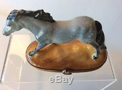 Grey Horse. Limoges Trinket Box, Peint Main France