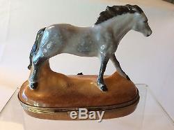 Grey Horse. Limoges Trinket Box, Peint Main France