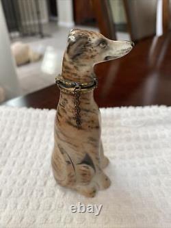 Greyhound Dog Pill Box Limoges France Chamart Peint Main Exclusif Destieux