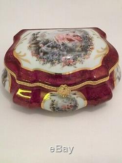 Große Limoges Porzellan Schatulle Schmuck Box Trinket Box Fragonard