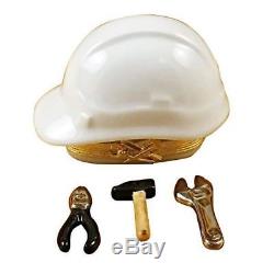 HARD HAT WITH TOOLS NEW Limoges Boxes Porcelain Trinket Snuff Box France