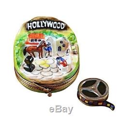 HOLLYWOOD WITH REMOVABLE MOVIE REEL NEW Limoges Boxes Porcelain Trinket Snuff Bo
