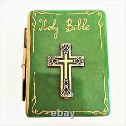 HOLY BIBLE LIMOGES Peint Main, FRANCE, Hand painted trinket box