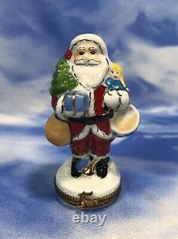 HTF Limoges La Gloriette Porcelain Santa Claus Christmas Trinket Box GUC