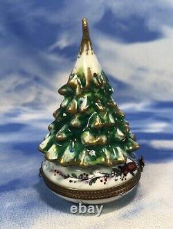 HTF Limoges PV Parry Vieille Christmas Tree Porcelain Trinket Box GUC