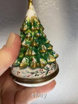 HTF Limoges PV Parry Vieille Christmas Tree Porcelain Trinket Box GUC Vintage