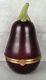 Huge Glass Limoges Trinket Box Purple Eggplant Signed 189