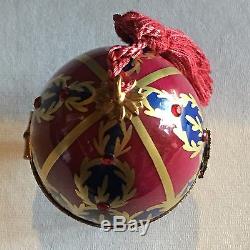 Hand Painted DECORATIVE EGG WITH BOTTLE Ltd Ed Trinket Box from LIMOGES FRANCE