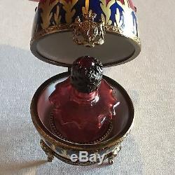 Hand Painted DECORATIVE EGG WITH BOTTLE Ltd Ed Trinket Box from LIMOGES FRANCE