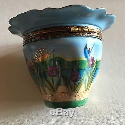 Hand Painted Flower with Removable Perfume Bottle Trinket Box Limoges France
