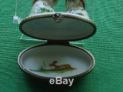 Hand Painted France Limoges Trinket Box DOUBLE OWLS Estate